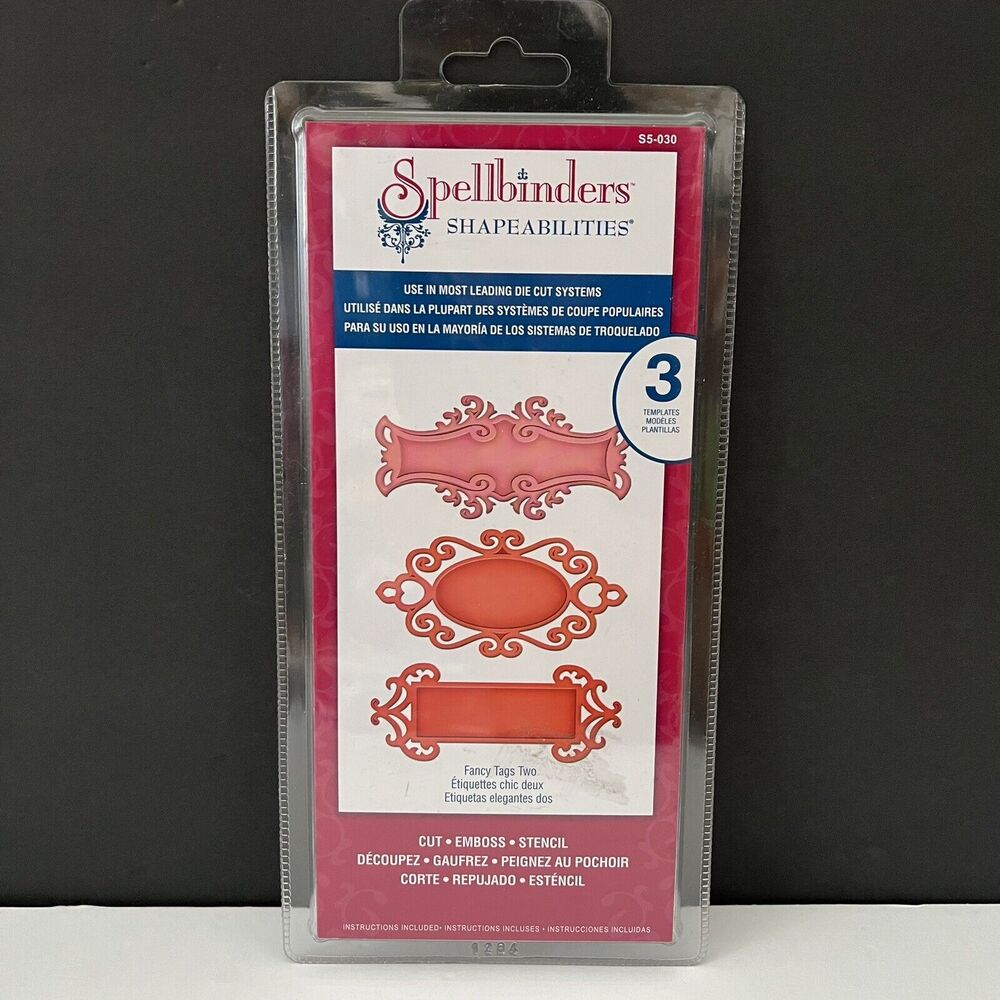 New Spellbinders Shapeabilities Fancy Tags Two 3 Die Template S5-030